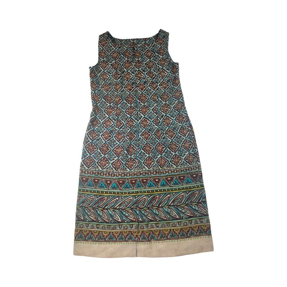 Sag Harbor Sz 10 Blue Brown Floral Print Classic Sleeveless Shift Dress
